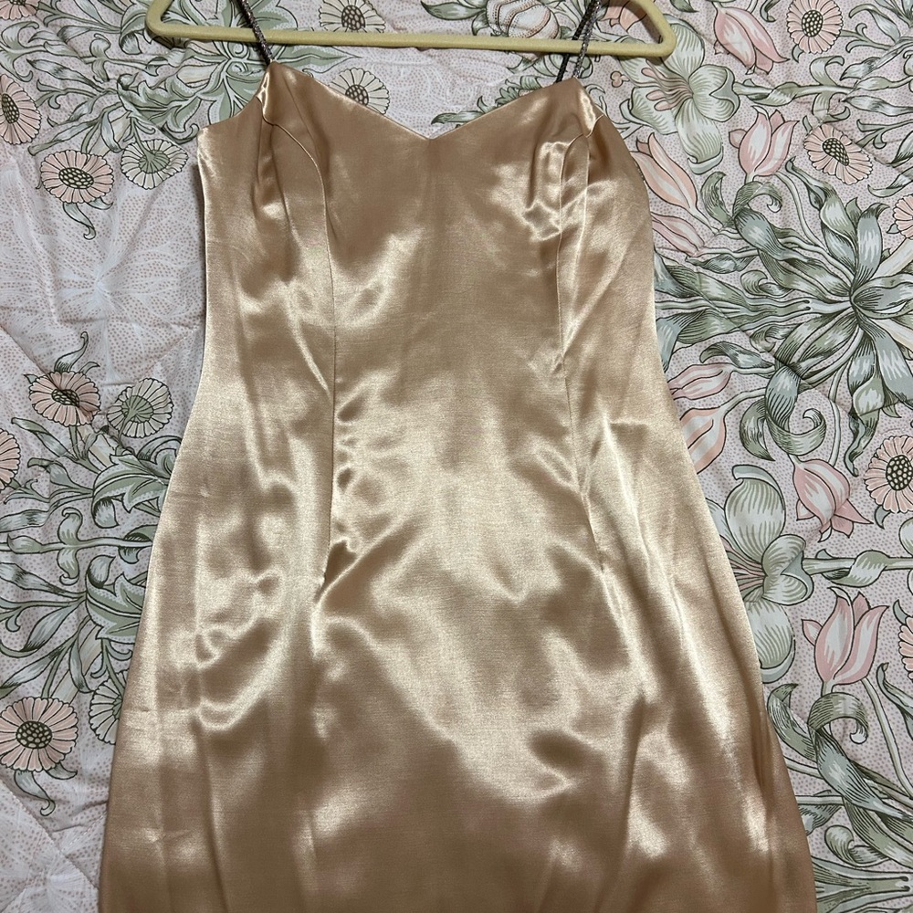 Gunne Sax Jessica McClintock Satin Dress w/ Rhinestone Straps Size 7/8 NWT